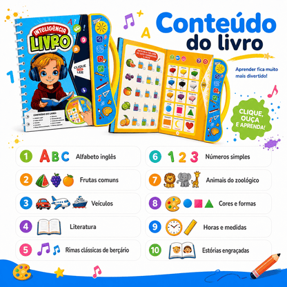 Livro Interativo Infantil Bilíngue com Som Português e Inglês
